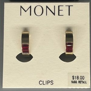 Monet Clip Hoop Earrings, Signed